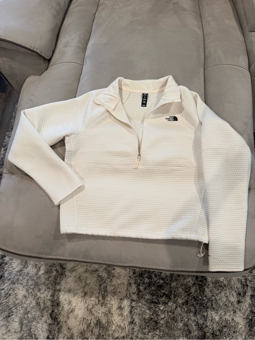 The North Face Women's Cream Half-Zip Textured Pullover size small
